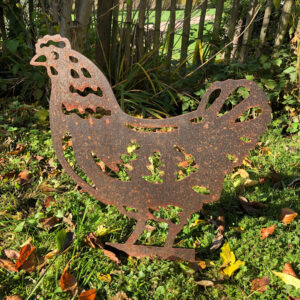 Décoration poule en corten 1