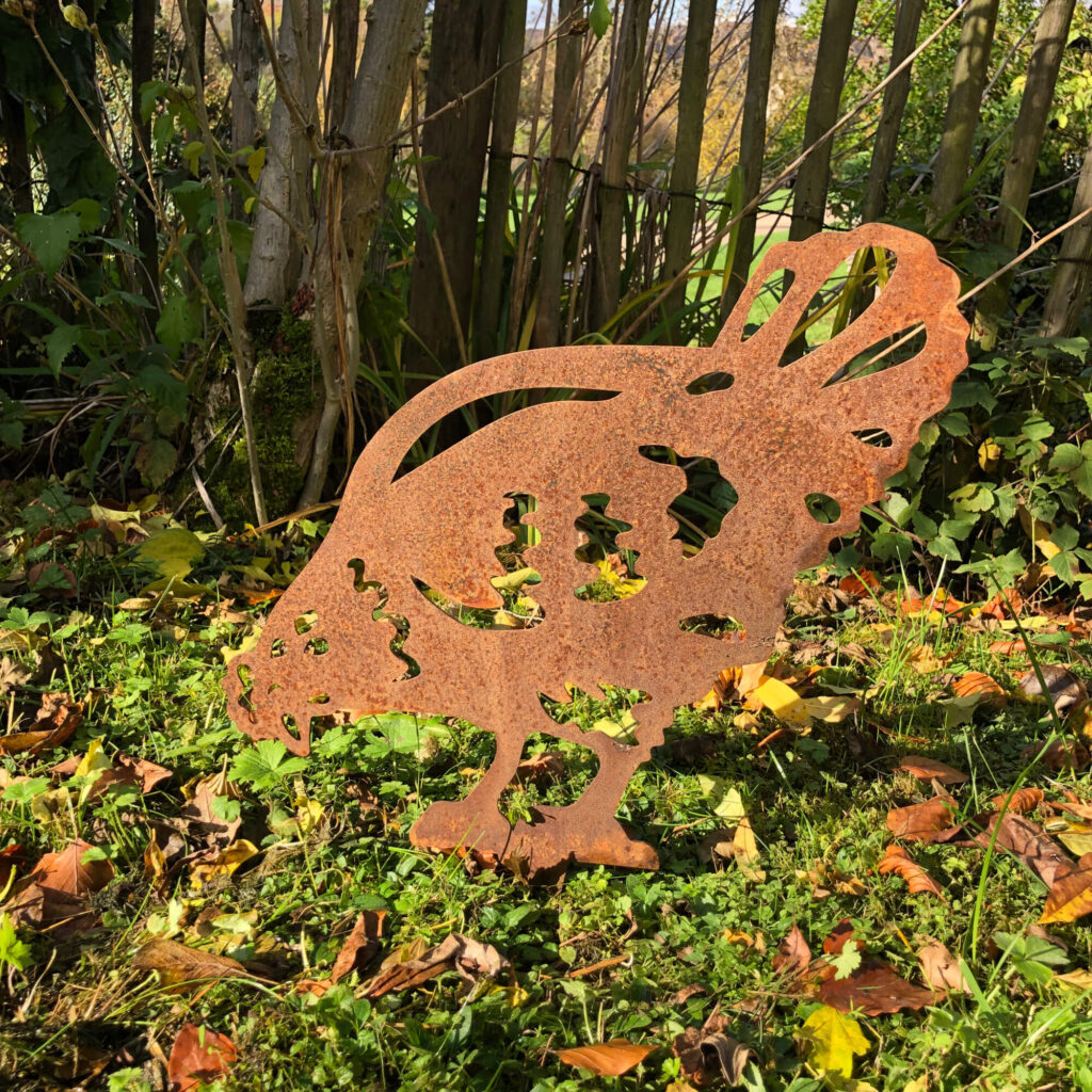 Décoration poule en corten 2