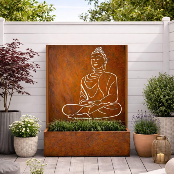 Jardinière bouddha corten