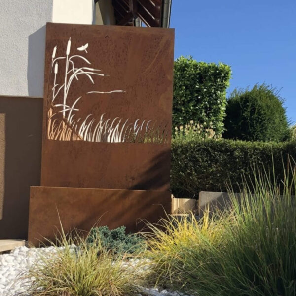 Jardinière roseau corten