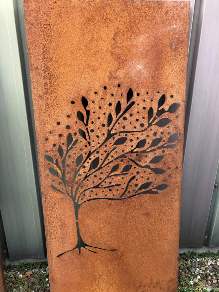 Panneau décoratif corten arbre