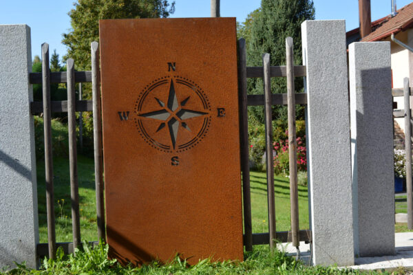Panneau décoratif corten boussole