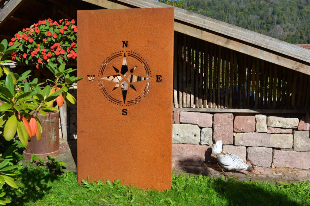 Panneau décoratif corten boussole