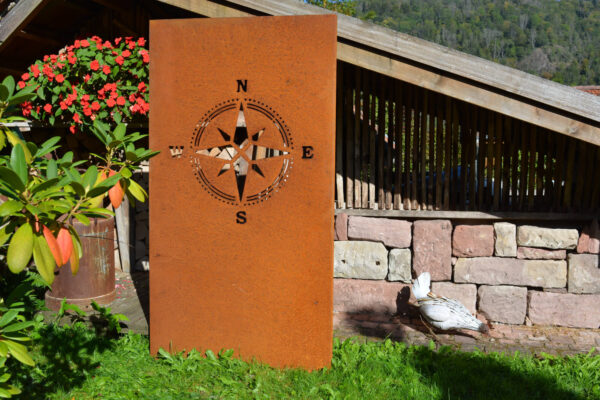 Panneau décoratif corten boussole