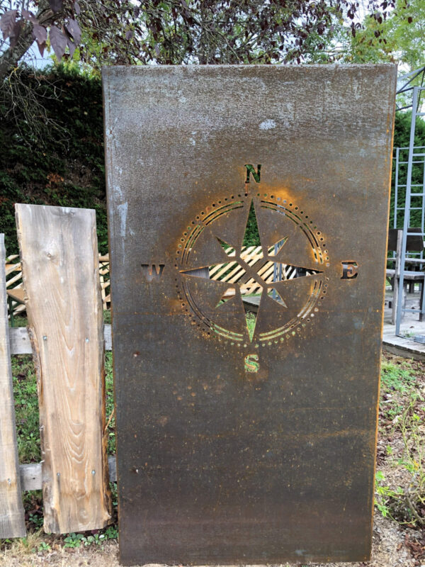 Panneau décoratif corten boussole