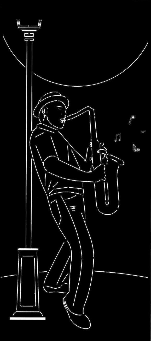 Panneau décoratif corten saxophoniste
